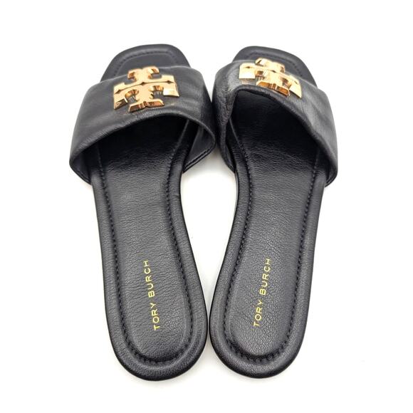 Tory Burch Eleanor Slide Sandals Women's Perfect Black/Gold Size US8M EU38.5 - Picture 13 of 13